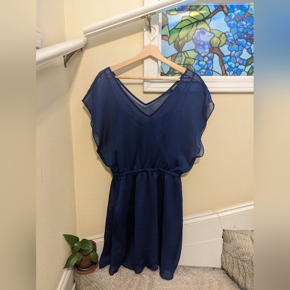 Express women's medium dress royal blue v-neck
